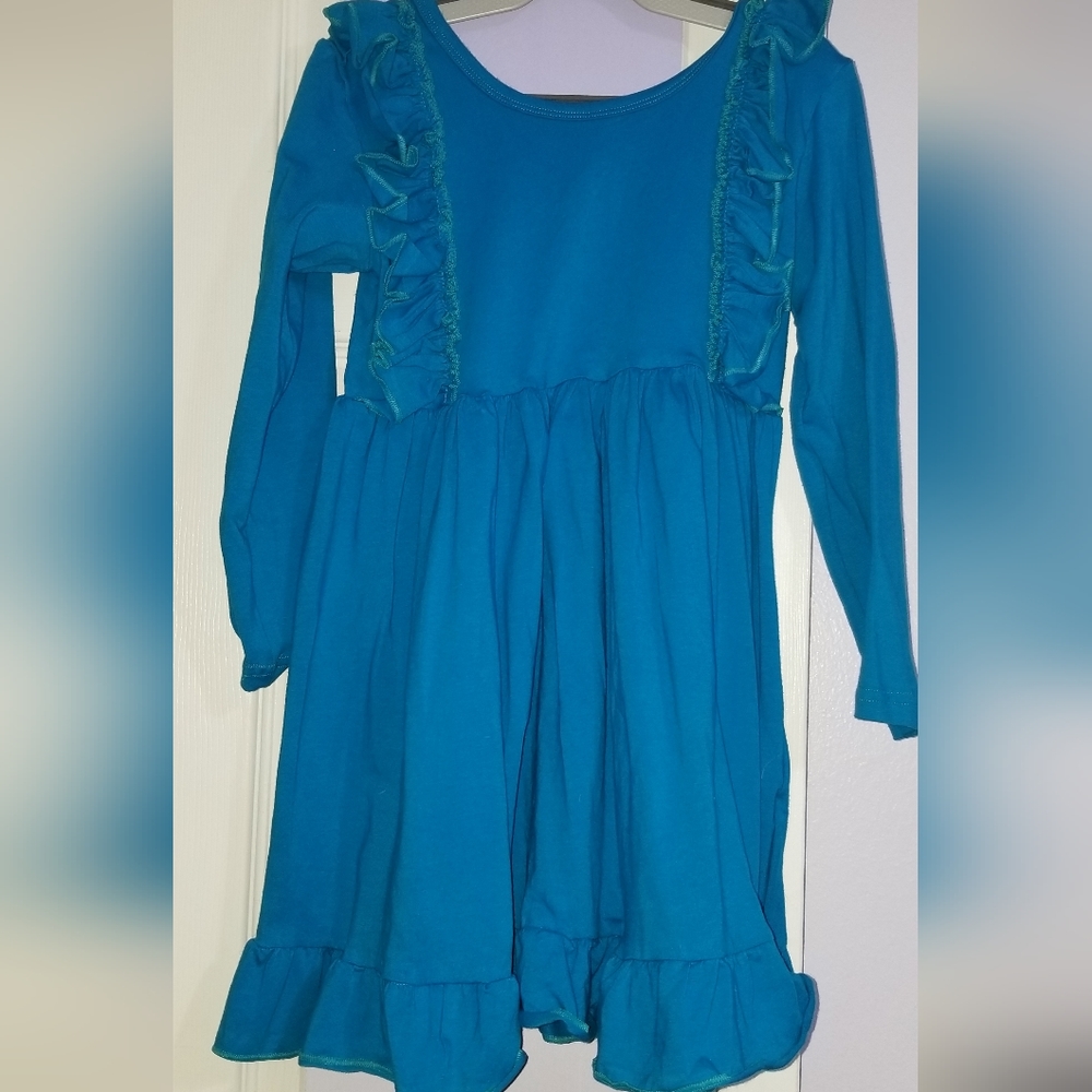 Girls ruffle blue dress